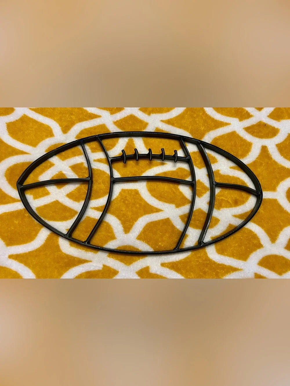 Cast Iron Football-Shaped Trivet Hot Pad, 12 in Long x 6 in Wide